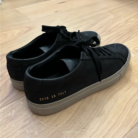 Common Projects Achilles Low Black Nubuck Leather Sneakers Men’s 39 EU / 6 US - Picture 3 of 11